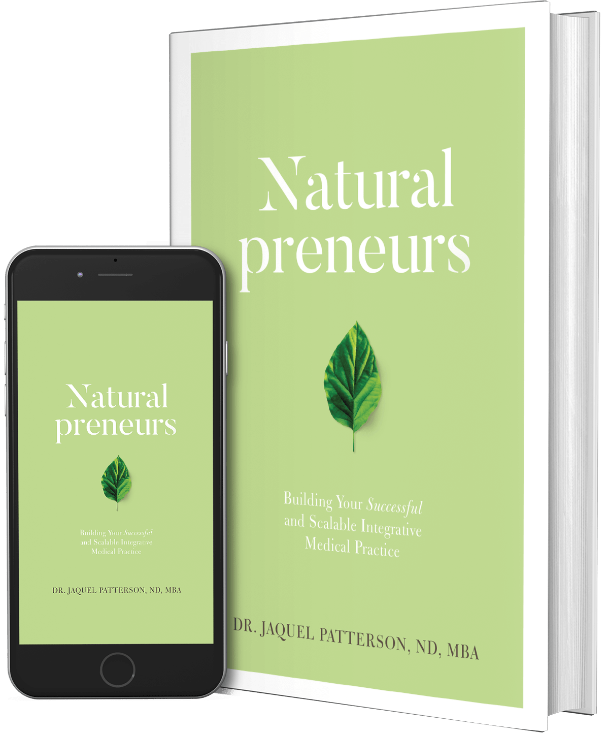 Natural preneurs physical book and eBook version on phone