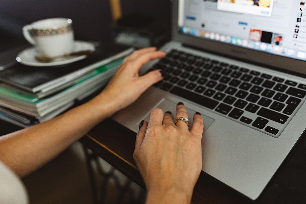 Woman working on laptop